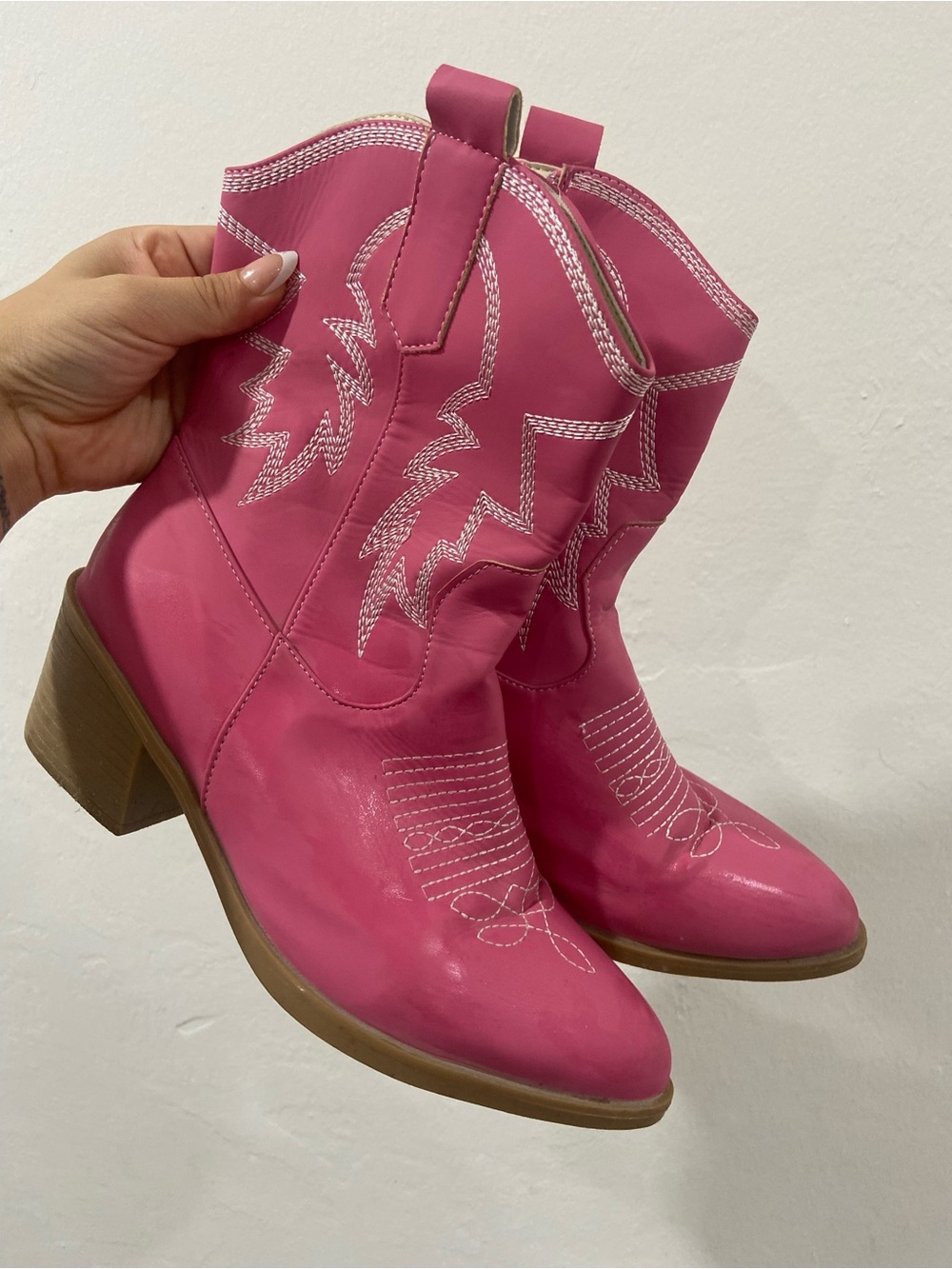 Pink Western Short Cowboy Boots - Women's Fashion Ankle Boots